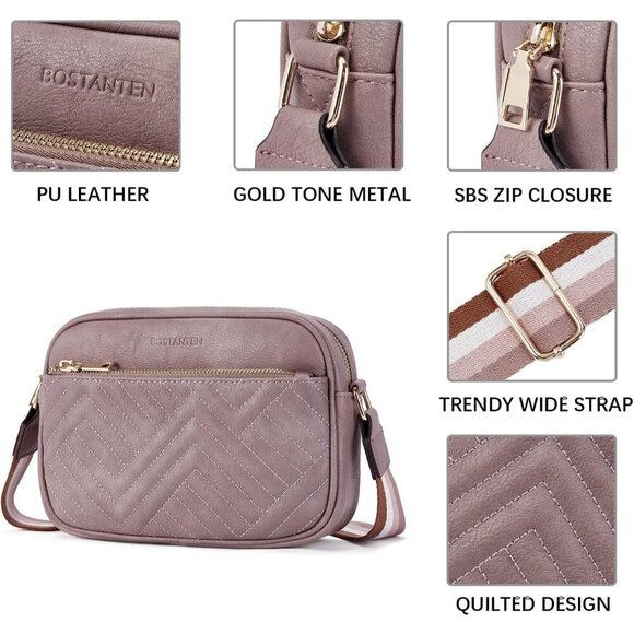 Women Purple Imported Vegan Leather Quilted Small Shoulder Crossbody Handbags - Picture 4 of 6